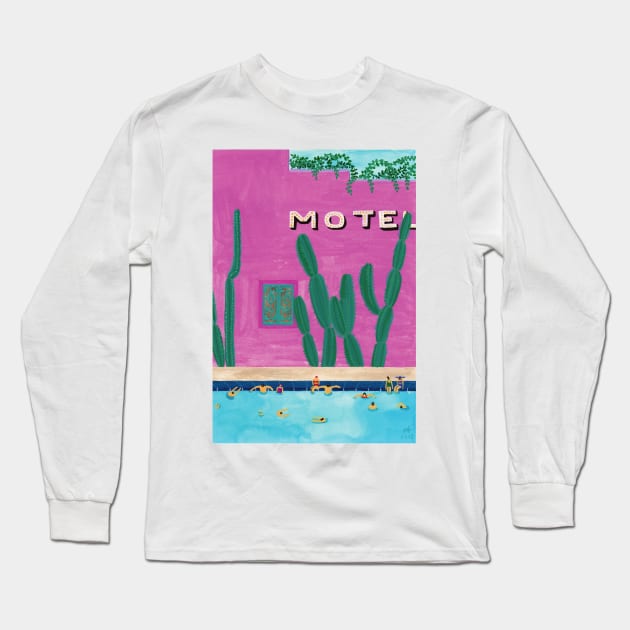 Pool Motel Long Sleeve T-Shirt by HeloBirdie